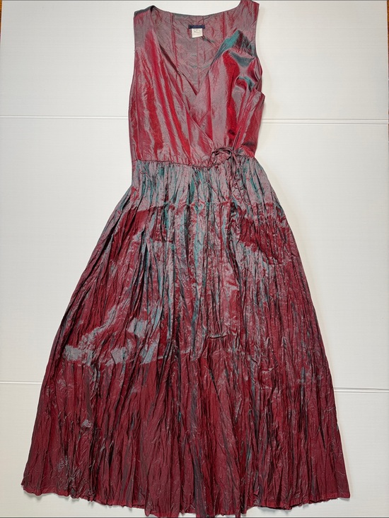 Dosa Dresses & Skirts - DOSA Rajasthani Dress Iridescent Tibet Burgundy Shimmer Wrap Dress 100% Silk 2